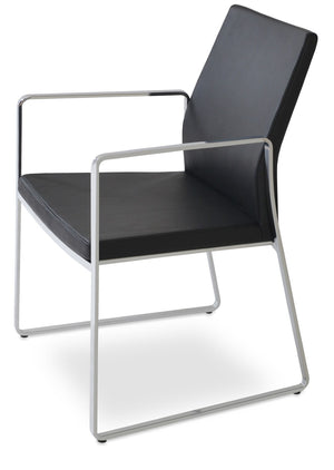 Soho Concept Pasha Sled Armchair - Premium Leather Or Boucle Fabric, Chrome Base, 10-year Guarantee, Stylish Comfort Chrome,Black  Soho-concept-dining-chair-04703