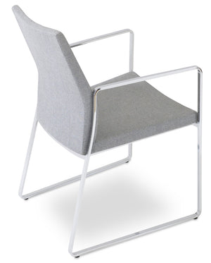 Soho Concept Pasha Sled Armchair - Stylish Dining Chair In Camira Blazer Wool, Chrome Base, 10-year Guarantee! Chrome  Soho-concept-dining-chair-04700