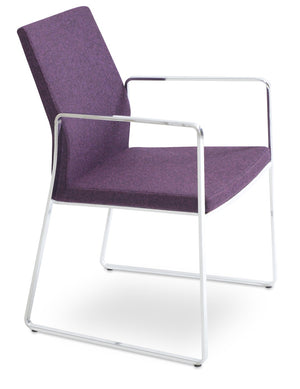 Soho Concept Pasha Sled Armchair Dining Chair - Stylish Camira Era Fabric, 10-year Guarantee, Chrome/Black Base Chrome  Soho-concept-dining-chair-04702
