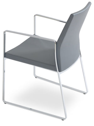 Soho Concept Pasha Sled Armchair - Premium Upholstered Dining Chair With Sleek Base & 10-year Guarantee, Modern Design Chrome,Grey  Soho-concept-dining-chair-04699