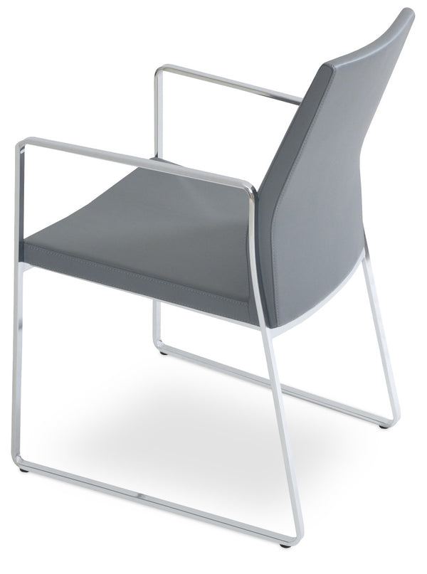 Soho Concept Pasha Sled Armchair - Premium Upholstered Dining Chair With Sleek Base & 10-year Guarantee, Modern Design Chrome,Grey  Soho-concept-dining-chair-04699