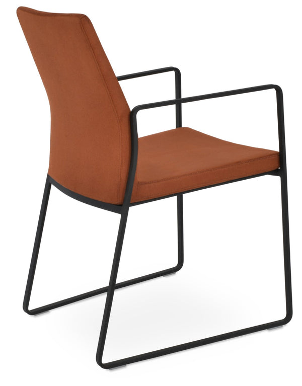 Soho Concept Pasha Sled Armchair - Premium Upholstered Dining Chair With Sleek Base & 10-year Guarantee, Modern Design Black  Soho-concept-dining-chair-04688