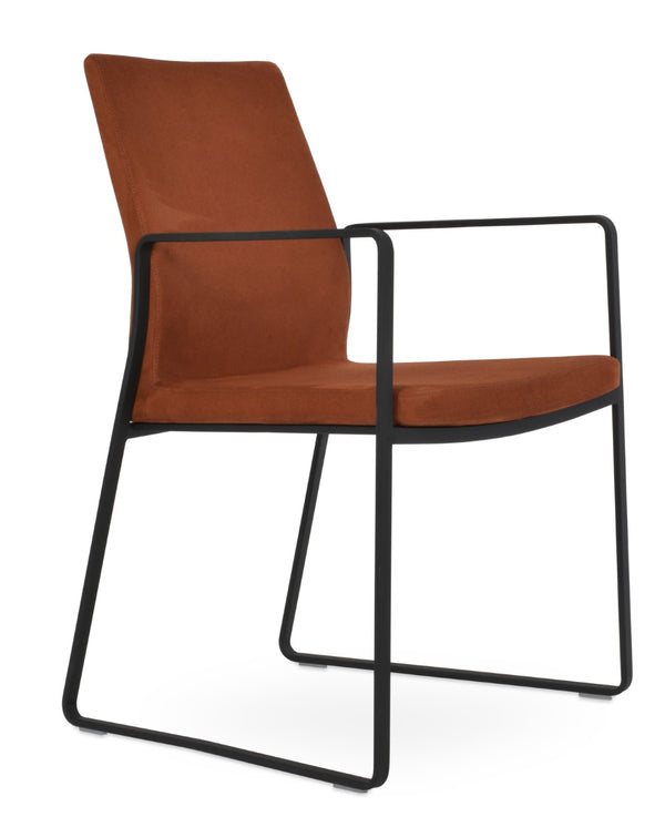 Soho Concept Pasha Sled Armchair - Premium Upholstered Dining Chair With Sleek Base & 10-year Guarantee, Modern Design Black  Soho-concept-dining-chair-04688