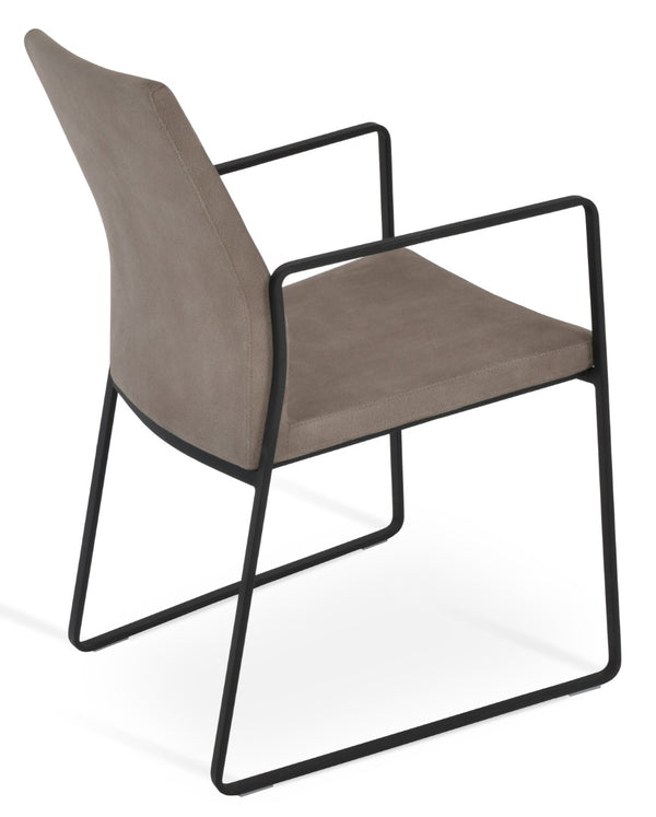 Soho Concept Pasha Sled Armchair - Premium Upholstered Dining Chair With Sleek Base & 10-year Guarantee, Modern Design Black  Soho-concept-dining-chair-04689