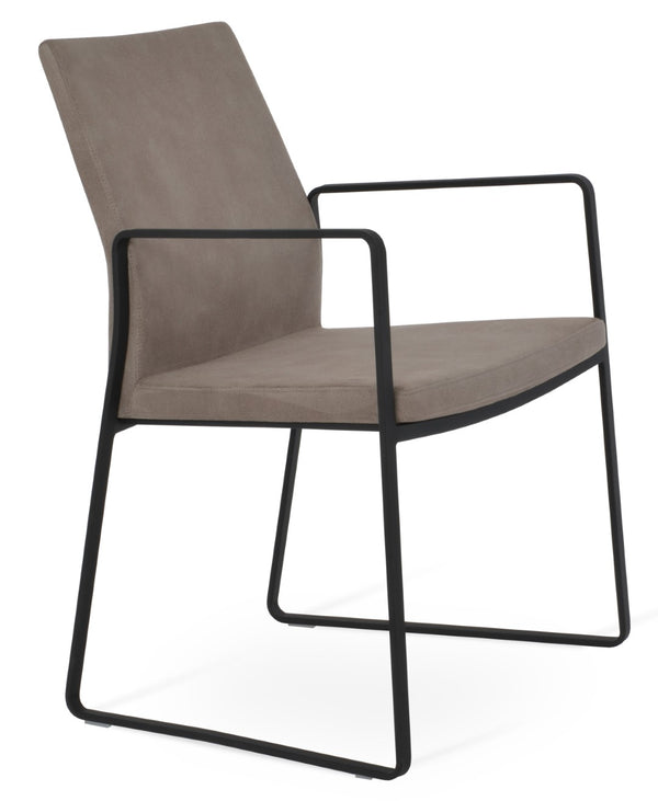 Soho Concept Pasha Sled Armchair - Premium Upholstered Dining Chair With Sleek Base & 10-year Guarantee, Modern Design Black  Soho-concept-dining-chair-04689