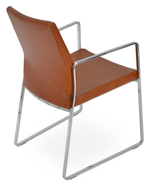 Soho Concept Pasha Sled Armchair Dining Chair With Chrome Base, Fire-resistant Leatherette, 2-year Guarantee Chrome  Soho-concept-dining-chair-04691