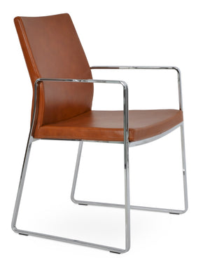 Soho Concept Pasha Sled Armchair Dining Chair With Chrome Base, Fire-resistant Leatherette, 2-year Guarantee Chrome  Soho-concept-dining-chair-04692