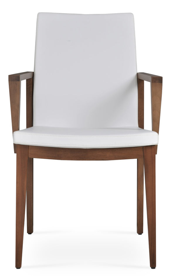 Soho Concept Pasha Wood Armchair Dining Chair - Elegant Leatherette Seat, 2-year Guarantee, 350 Lb Capacity Walnut,White  Soho-concept-dining-chair-04697