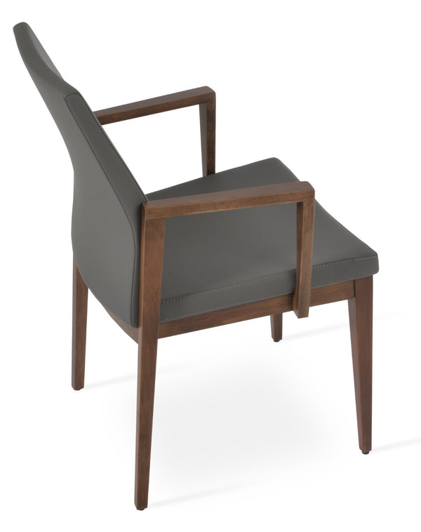 Soho Concept Pasha Wood Armchair Dining Chair - Elegant Leatherette Seat, 2-year Guarantee, 350 Lb Capacity Walnut,Grey  Soho-concept-dining-chair-04696
