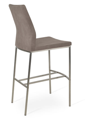 Soho Concept Brushed Stainless Steel Barstools & Counterstools With Luxurious Upholstery - 10-year Warranty! Seat Nubuck Fabric Smoke Coffee  Soho-concept-dining-chair-09059
