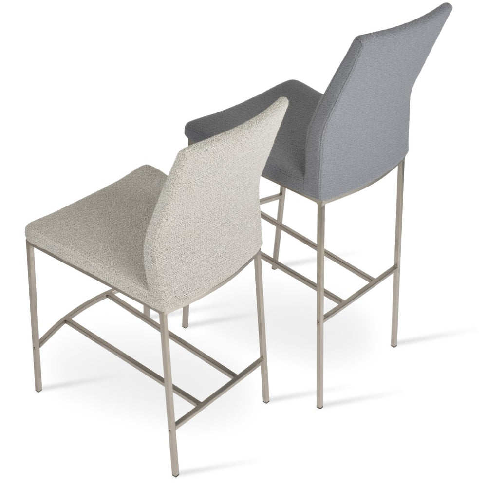 Soho Concept Pasha Metal Barstools & Counterstools - Modern Industrial Design With Plush Fabrics & 10-year Guarantee Grey  Soho-concept-dining-chair-09076