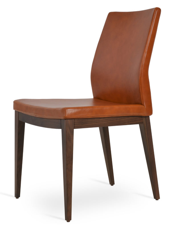 Soho Concept Pasha Wood Dining Chair - Stylish & Durable, 400 Lbs Capacity, Camira Boucle Or Leather Upholstery Walnut  Soho-concept-dining-chair-04720
