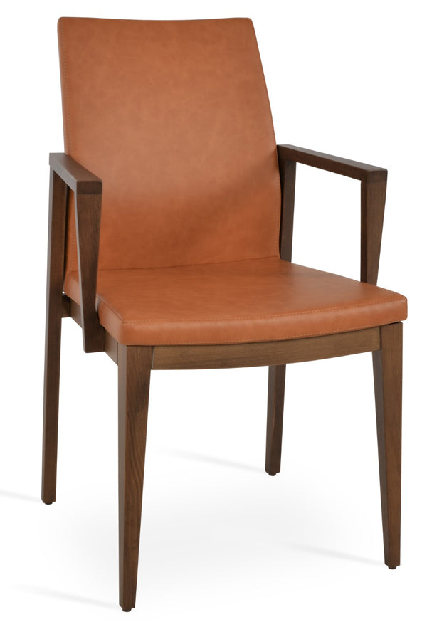 Soho Concept Pasha Wood Armchair Dining Chair - Elegant Leatherette Seat, 2-year Guarantee, 350 Lb Capacity Walnut  Soho-concept-dining-chair-04726
