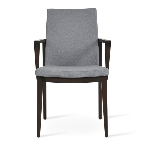 Soho Concept Pasha Wood Dining Chair - Stylish & Durable, 400 Lbs Capacity, Camira Boucle Or Leather Upholstery Grey  Soho-concept-dining-chair-04727