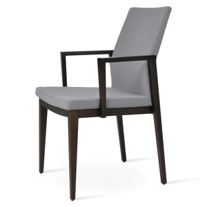 Soho Concept Pasha Wood Dining Chair - Stylish & Durable, 400 Lbs Capacity, Camira Boucle Or Leather Upholstery Grey  Soho-concept-dining-chair-04727