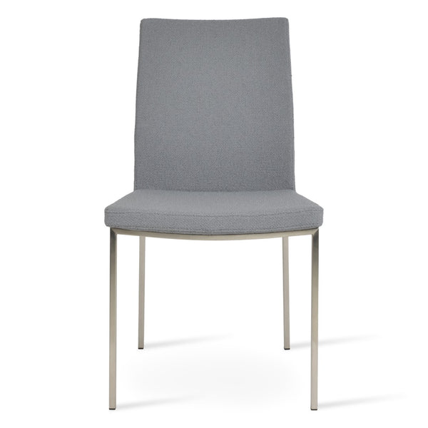 Soho Concept Pasha Metal Dining Chair - Stylish Chrome Base, Durable Boucle & Leather, 10-year Guarantee, 300 Lbs Chrome,Grey  Soho-concept-dining-chair-04740
