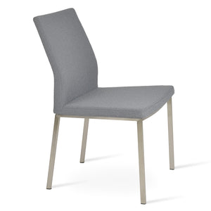 Soho Concept Pasha Metal Dining Chair - Stylish Chrome Base, Durable Boucle & Leather, 10-year Guarantee, 300 Lbs Chrome,Grey  Soho-concept-dining-chair-04740