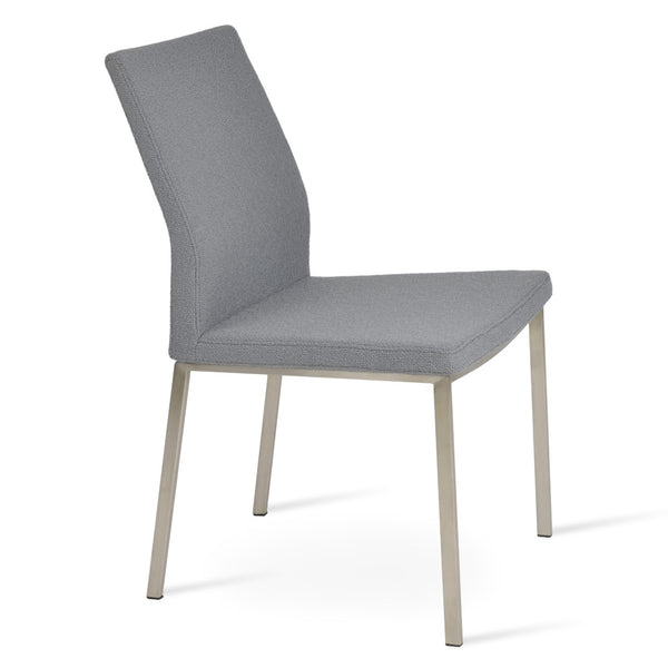 Soho Concept Pasha Metal Dining Chair - Stylish Chrome Base, Durable Boucle & Leather, 10-year Guarantee, 300 Lbs Chrome,Grey  Soho-concept-dining-chair-04740