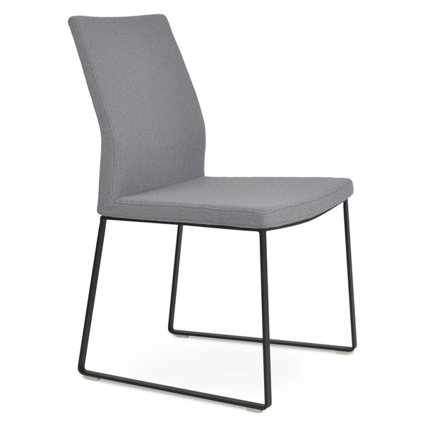 Soho Concept Pasha Sled Dining Chair - Elegant Camira Yoredale Boucle Or Leather, 10-year Guarantee, 350 Lbs Capacity Black,Grey  Soho-concept-dining-chair-04752