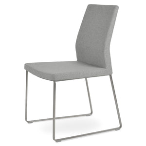 Soho Concept Pasha Sled Dining Chair In Orange - Luxurious Camira Blazer Wool Fabric With 10-year Guarantee! Silver  Soho-concept-dining-chair-04768