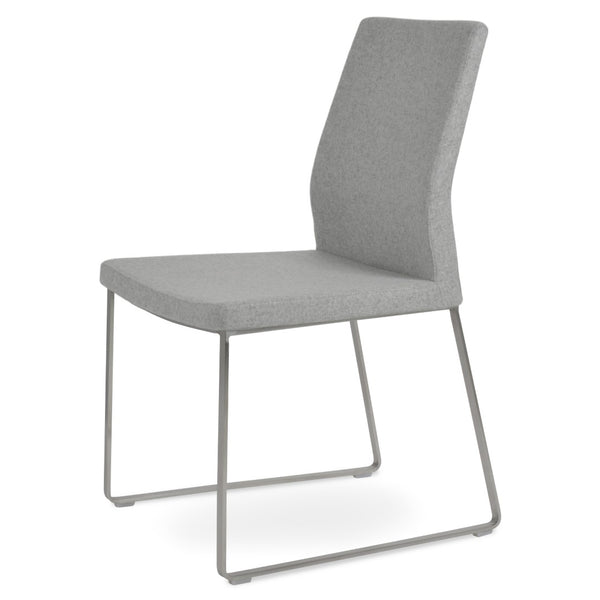 Soho Concept Pasha Sled Dining Chair In Orange - Luxurious Camira Blazer Wool Fabric With 10-year Guarantee! Silver  Soho-concept-dining-chair-04768