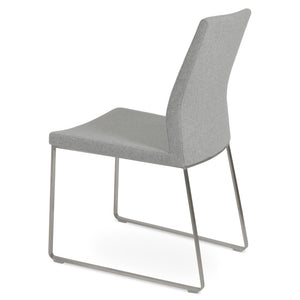 Soho Concept Pasha Sled Dining Chair In Orange - Luxurious Camira Blazer Wool Fabric With 10-year Guarantee! Silver  Soho-concept-dining-chair-04768