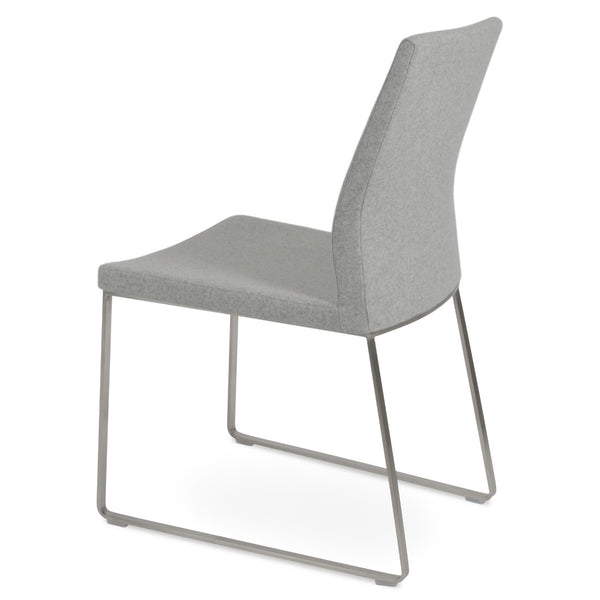 Soho Concept Pasha Sled Dining Chair In Orange - Luxurious Camira Blazer Wool Fabric With 10-year Guarantee! Silver  Soho-concept-dining-chair-04768
