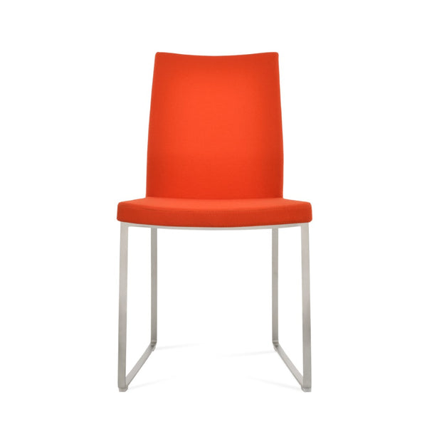Soho Concept Pasha Sled Dining Chair In Orange - Luxurious Camira Blazer Wool Fabric With 10-year Guarantee! Orange  Soho-concept-dining-chair-04758