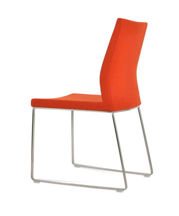 Soho Concept Pasha Sled Dining Chair In Orange - Luxurious Camira Blazer Wool Fabric With 10-year Guarantee! Orange  Soho-concept-dining-chair-04757