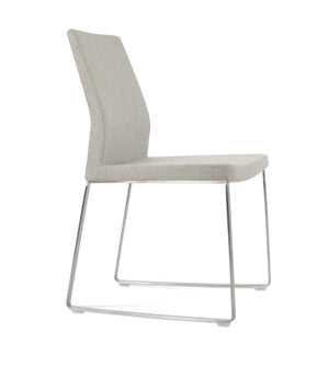 Soho Concept Pasha Sled Dining Chair In Orange - Luxurious Camira Blazer Wool Fabric With 10-year Guarantee! Silver  Soho-concept-dining-chair-04759