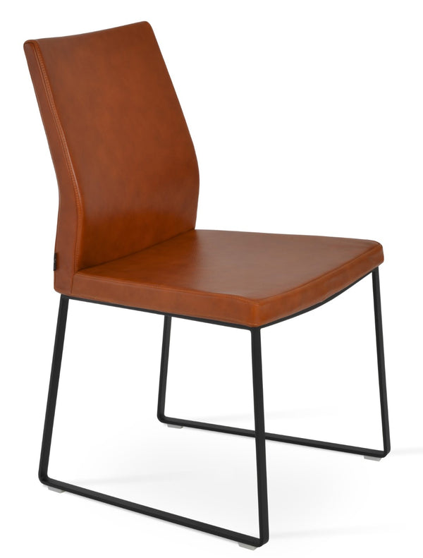 Soho Concept Pasha Sled Dining Chair - Elegant Camira Yoredale Boucle Or Leather, 10-year Guarantee, 350 Lbs Capacity Black  Soho-concept-dining-chair-04771