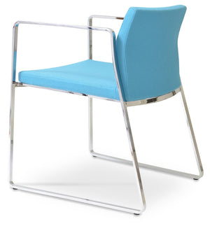 Soho Concept Pasha Sled Armchair Dining Chair - Stylish Camira Era Fabric, 10-year Guarantee, Chrome/Black Base Chrome,Turquoise  Soho-concept-dining-chair-04789