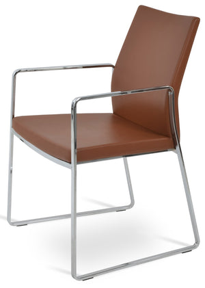 Soho Concept Pasha Sled Armchair - Premium Upholstered Dining Chair With Sleek Base & 10-year Guarantee, Modern Design Chrome  Soho-concept-dining-chair-04834