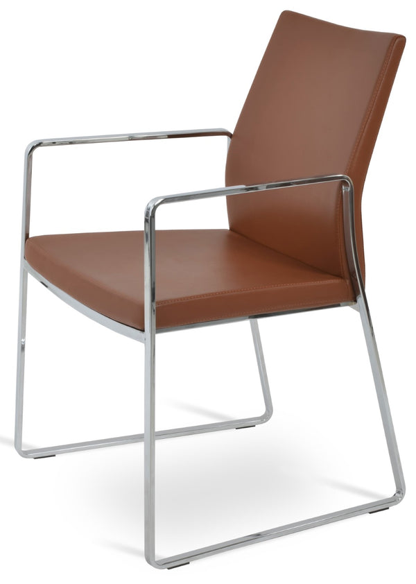 Soho Concept Pasha Sled Armchair - Premium Upholstered Dining Chair With Sleek Base & 10-year Guarantee, Modern Design Chrome  Soho-concept-dining-chair-04834