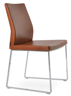 Soho Concept Pasha Sled Dining Chair - Elegant Camira Yoredale Boucle Or Leather, 10-year Guarantee, 350 Lbs Capacity Amber  Soho-concept-dining-chair-04889