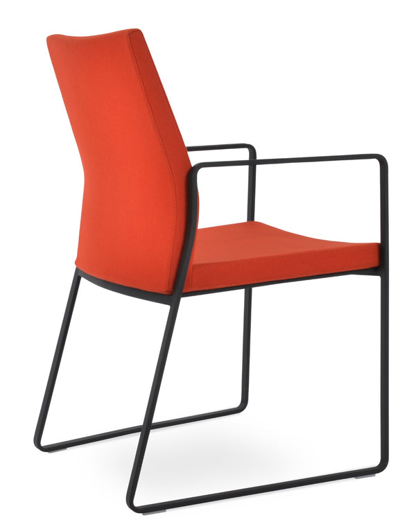 Soho Concept Pasha Sled Armchair - Stylish Dining Chair In Camira Blazer Wool, Chrome Base, 10-year Guarantee! Black,Orange  Soho-concept-dining-chair-04865