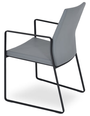 Soho Concept Pasha Sled Armchair - Premium Upholstered Dining Chair With Sleek Base & 10-year Guarantee, Modern Design Black,Grey  Soho-concept-dining-chair-04866