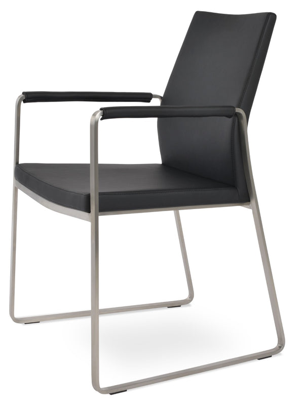 Soho Concept Pasha Sled Armchair Dining Chair With Chrome Base, Fire-resistant Leatherette, 2-year Guarantee Black  Soho-concept-dining-chair-04872