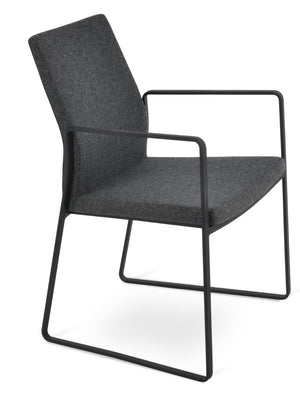 Soho Concept Pasha Sled Armchair - Stylish Dining Chair In Camira Blazer Wool, Chrome Base, 10-year Guarantee! Black,Dark Grey  Soho-concept-dining-chair-04858