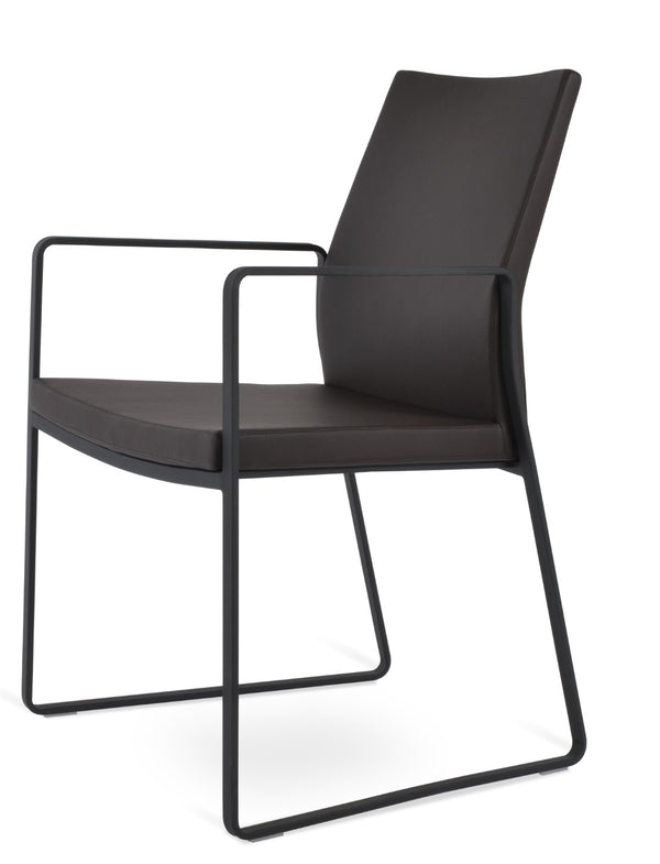Soho Concept Pasha Sled Armchair Dining Chair With Chrome Base, Fire-resistant Leatherette, 2-year Guarantee Black,Brown  Soho-concept-dining-chair-04859