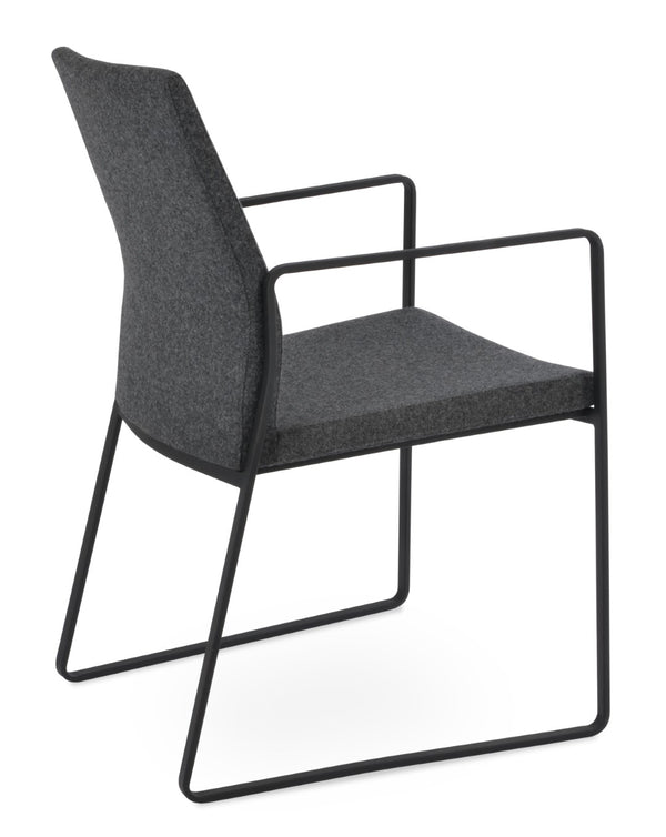 Soho Concept Pasha Sled Armchair - Stylish Dining Chair In Camira Blazer Wool, Chrome Base, 10-year Guarantee! Black,Dark Grey  Soho-concept-dining-chair-04857