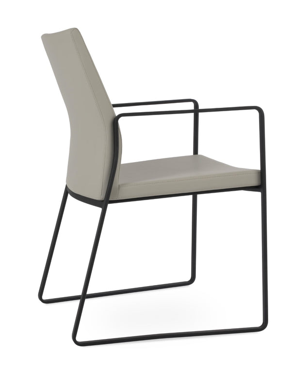 Soho Concept Pasha Sled Armchair Dining Chair With Chrome Base, Fire-resistant Leatherette, 2-year Guarantee Black,Light Grey  Soho-concept-dining-chair-04856