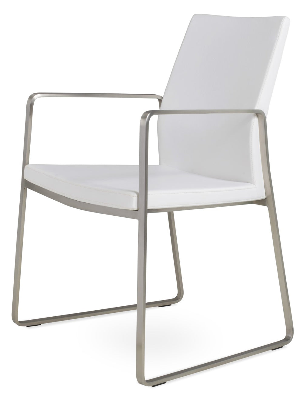 Soho Concept Pasha Sled Armchair Dining Chair With Chrome Base, Fire-resistant Leatherette, 2-year Guarantee White  Soho-concept-dining-chair-04861