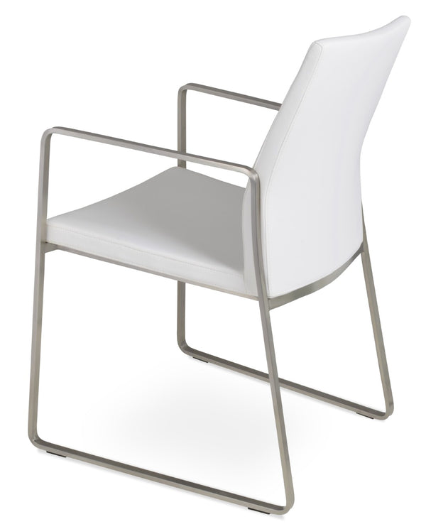 Soho Concept Pasha Sled Armchair Dining Chair With Chrome Base, Fire-resistant Leatherette, 2-year Guarantee White  Soho-concept-dining-chair-04861