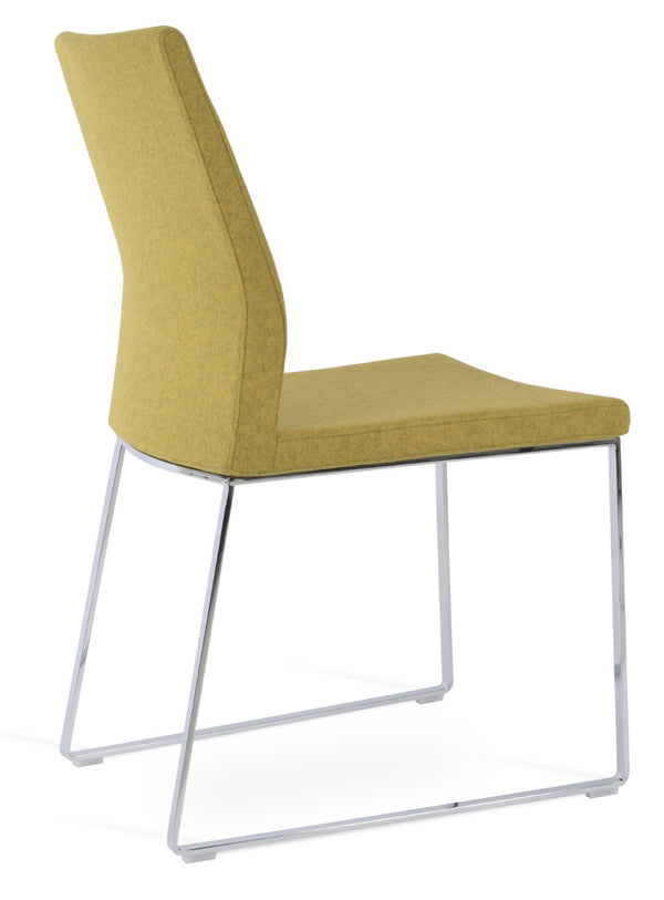 Soho Concept Pasha Sled Dining Chair In Orange - Luxurious Camira Blazer Wool Fabric With 10-year Guarantee! Chrome  Soho-concept-dining-chair-04880
