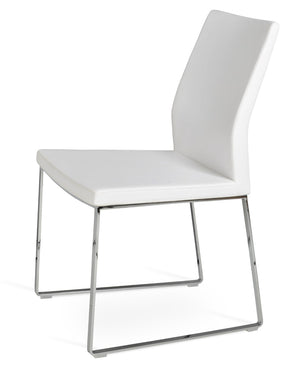 Soho Concept Pasha Sled Dining Chair In Soft Cream - Stylish Leatherette Design With 2-year Guarantee Included! Chrome,White  Soho-concept-dining-chair-04881