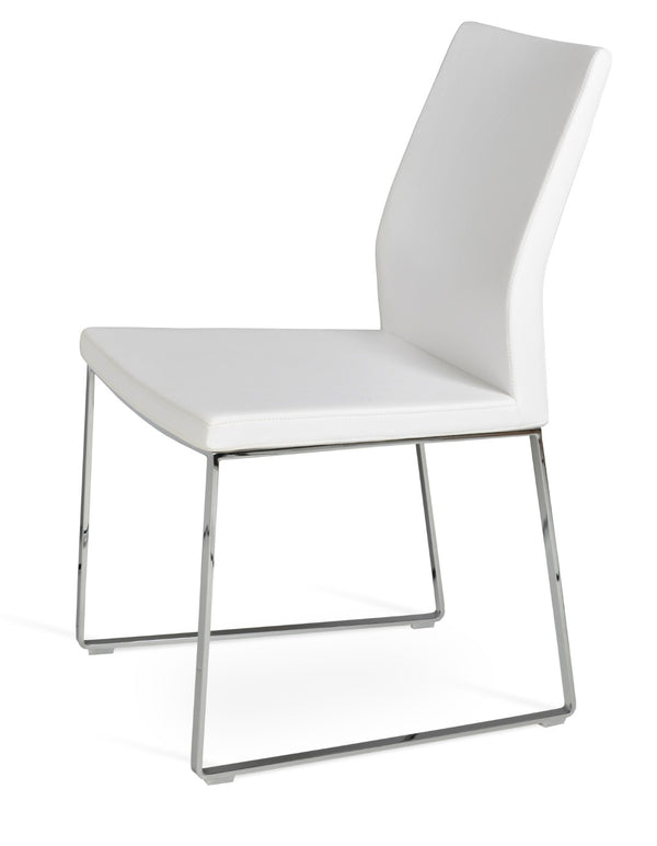 Soho Concept Pasha Sled Dining Chair In Soft Cream - Stylish Leatherette Design With 2-year Guarantee Included! Chrome,White  Soho-concept-dining-chair-04881