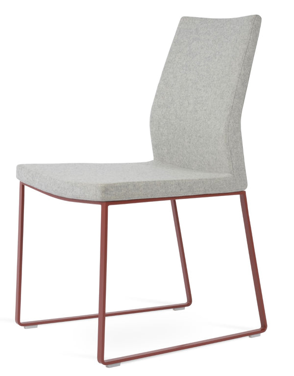 Soho Concept Pasha Sled Dining Chair In Orange - Luxurious Camira Blazer Wool Fabric With 10-year Guarantee! Red,Silver  Soho-concept-dining-chair-04885
