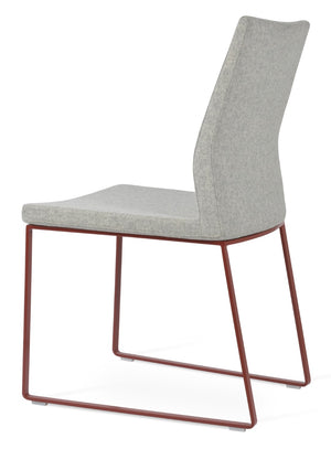 Soho Concept Pasha Sled Dining Chair In Orange - Luxurious Camira Blazer Wool Fabric With 10-year Guarantee! Red,Silver  Soho-concept-dining-chair-04885