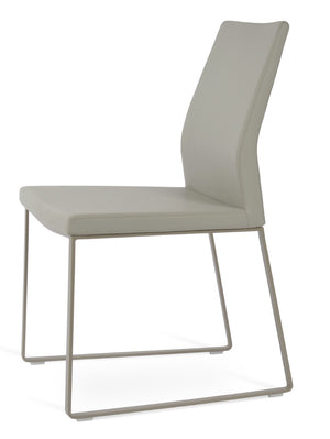 Soho Concept Pasha Sled Dining Chair In Soft Cream - Stylish Leatherette Design With 2-year Guarantee Included! Light Grey  Soho-concept-dining-chair-04851